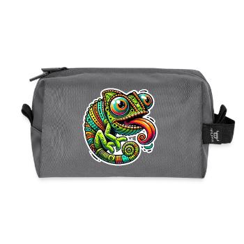 Chameleon Power Cartoon Design - Recycled Toiletry Zip Bag - anthracite - Front