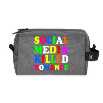 social media killed romance - Recycled Toiletry Zip Bag - anthracite - Front