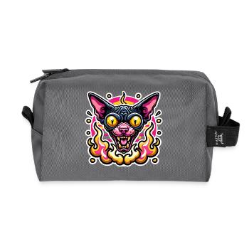 Fierce Sphynx Cat Valentine Flames - Recycled Toiletry Zip Bag - anthracite - Front