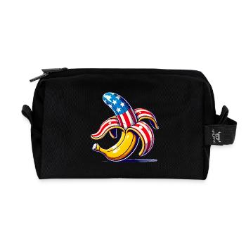 Patriotic Banana PopArt Design - Recycled Toiletry Zip Bag - black - Front