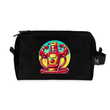 Muscular Ketchup Bottle Flexing - Recycled Toiletry Zip Bag - black - Front