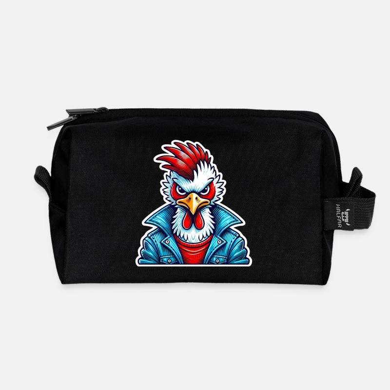 Stylische Vogel in Jeansjacke - Recycelte Kulturtasche - Schwarz