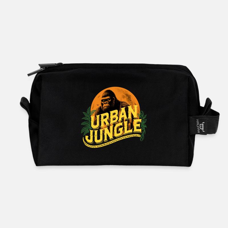 Urban Jungle Logo Color - Recycled Toiletry Zip Bag - black