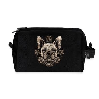 Französische Bulldogge - Recycelte Kulturtasche - Schwarz - Vorne