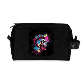 Punk Zombie Mohawk - Trousse de toilette en tissu recyclé - noir - Devant