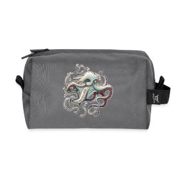 Pieuvre fantaisiste à l’expression rêveuse - Trousse de toilette en tissu recyclé - anthracite - Devant