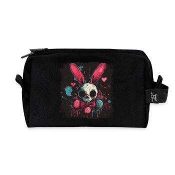 Mignon lapin de Pâques effrayant - Trousse de toilette en tissu recyclé - noir - Devant