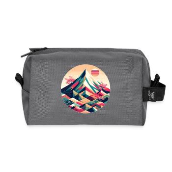 Geometric Mount Fuji - Recycled Toiletry Zip Bag - anthracite - Front