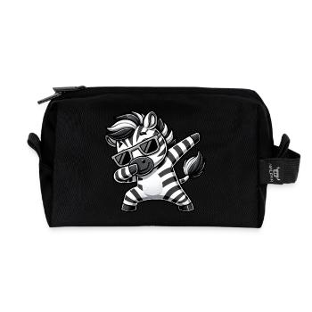 Cooles Zebra Dab Cartoon mit Sonnenbrille - Recycelte Kulturtasche - Schwarz - Vorne