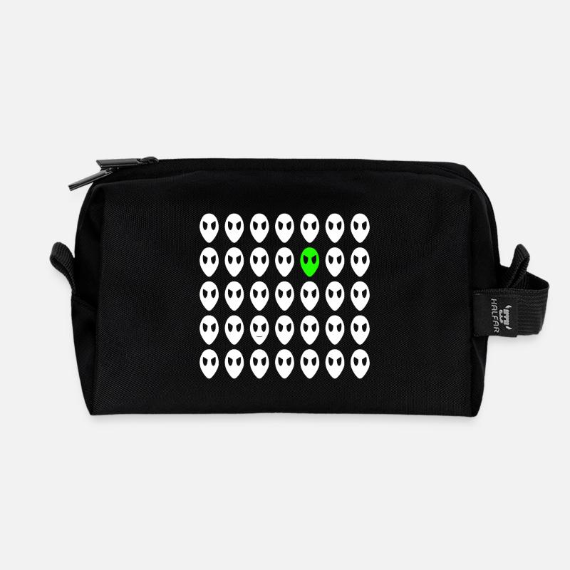 alien face - Recycled Toiletry Zip Bag - black