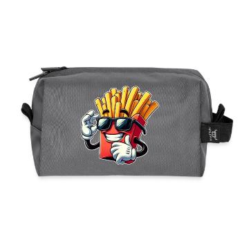 Cool French Fries Cartoon Fast Food Sunglasses Cinema - Recycled Toiletry Zip Bag - anthracite - Front