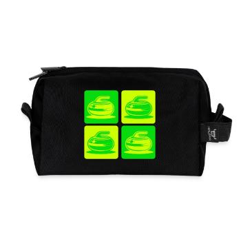 Curling Classic Design - Recycled Toiletry Zip Bag - black - Front