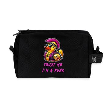 Trust me, I'm a punk / duck - Recycled Toiletry Zip Bag - black - Front