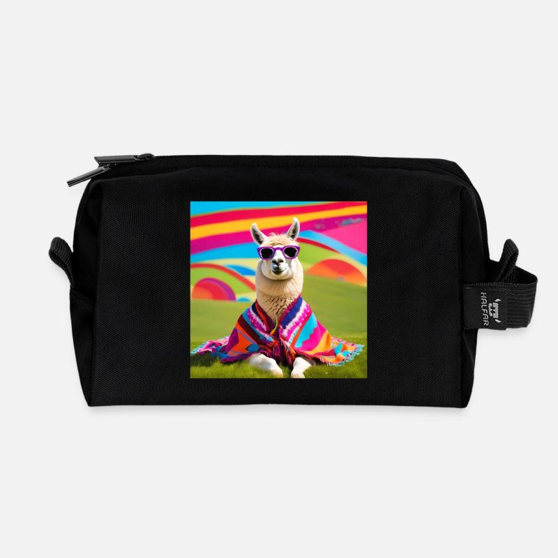 Lama, Alpaka, Lama Humor - Recycelte Kulturtasche - Schwarz