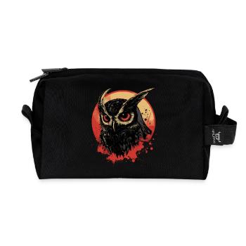 Owl - Recycled Toiletry Zip Bag - black - Front
