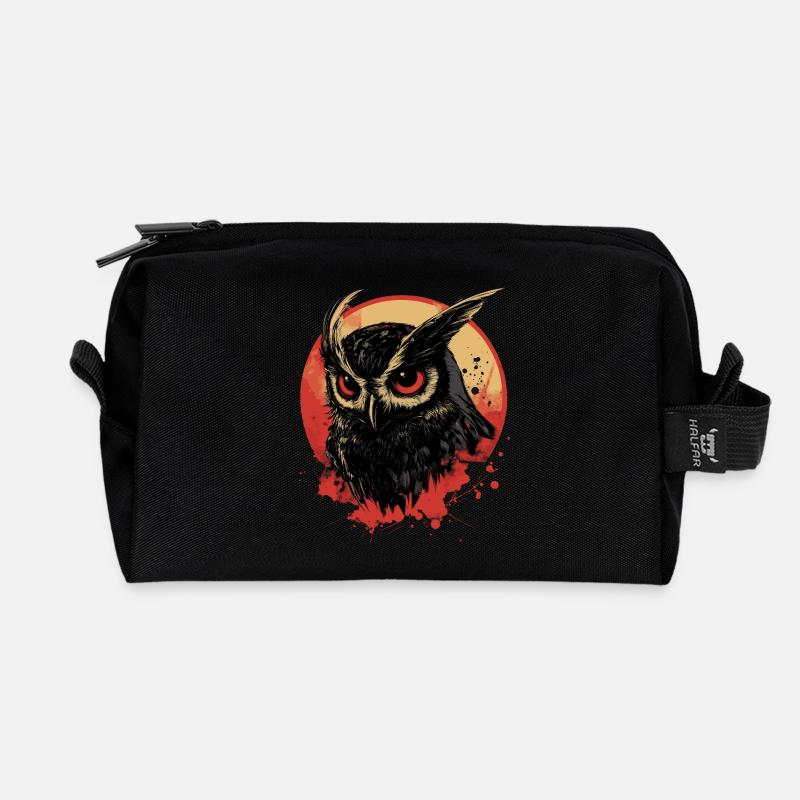 Eule - Recycelte Kulturtasche - Schwarz