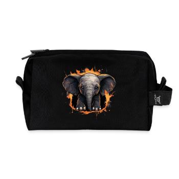 Mignon bébé éléphant - Trousse de toilette en tissu recyclé - noir - Devant