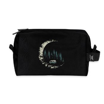 Camper in the moonlight - Recycled Toiletry Zip Bag - black - Front