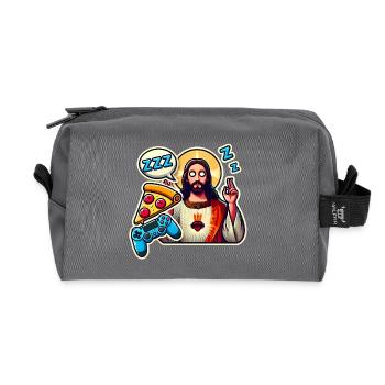 Pixel Gamer Life Eat Sleep Respawn - Recycled Toiletry Zip Bag - anthracite - Front