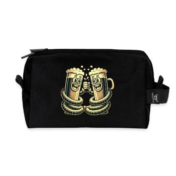 Lustiger Bier-Prost-Cartoon Sticker - Recycelte Kulturtasche - Schwarz - Vorne