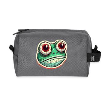 Funny Frog Lover Vintage Illustration - Recycled Toiletry Zip Bag - anthracite - Front