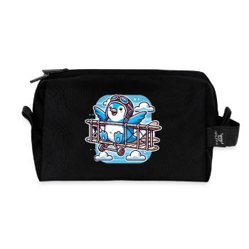 Lustiger fliegender Pinguin, glaube, schwebe - Recycelte Kulturtasche - Schwarz - Vorne
