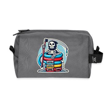 Retro Skeleton with Cassette Tapes - Recycled Toiletry Zip Bag - anthracite - Front