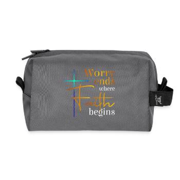 Worry ends - Recycelte Kulturtasche - Anthrazit - Vorne