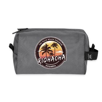 Riohacha Palmen Strand Design - Recycelte Kulturtasche - Anthrazit - Vorne