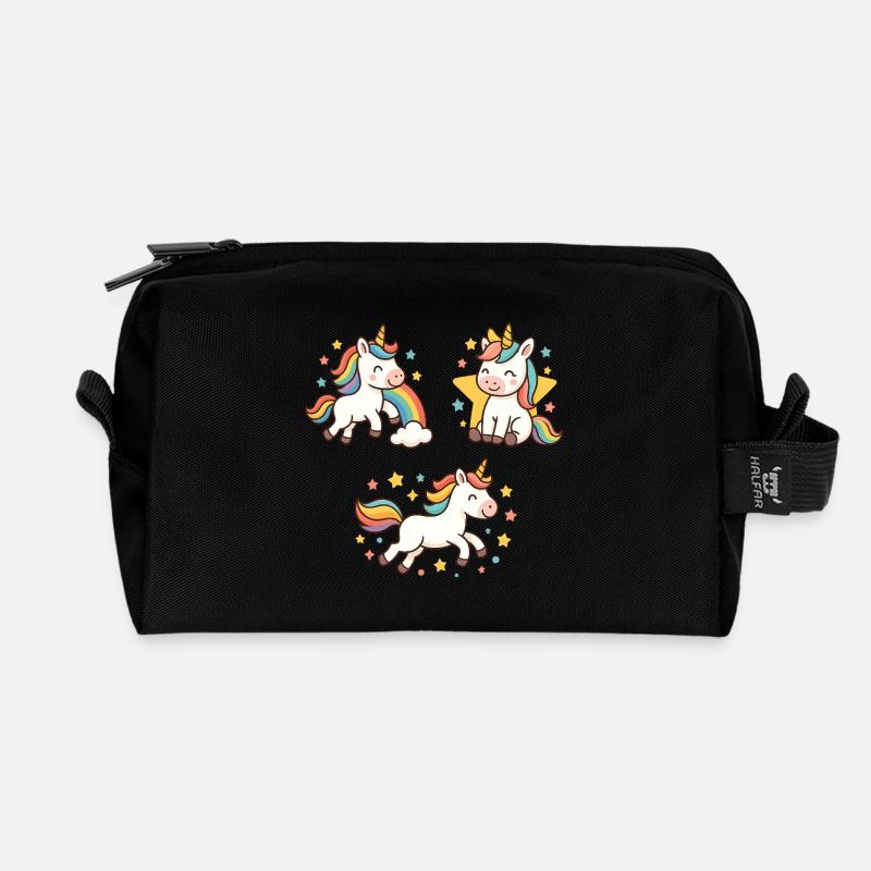 Unicorns - Recycelte Kulturtasche - Schwarz