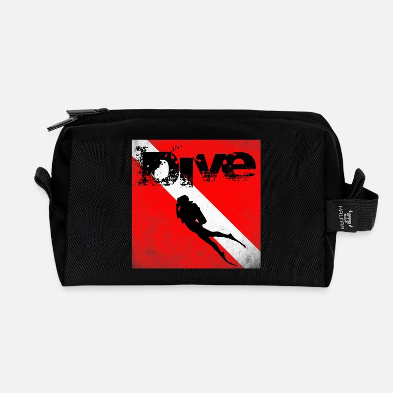 American Diver Down Flag SCUBA - Recycled Toiletry Zip Bag - black