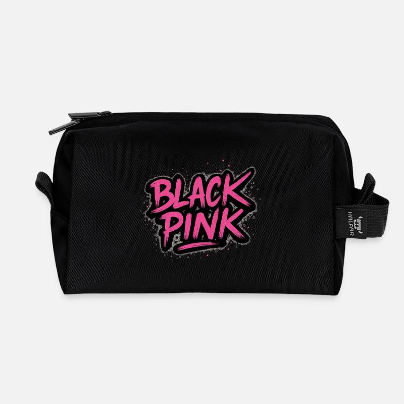 Pink Graffiti Kontrast - Recycelte Kulturtasche - Schwarz