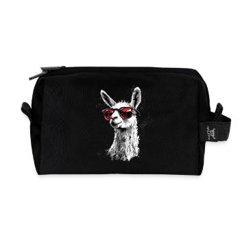 Funny Llama Alpaca - Recycled Toiletry Zip Bag - black - Front