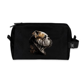 English Bulldog Art - Recycled Toiletry Zip Bag - black - Front