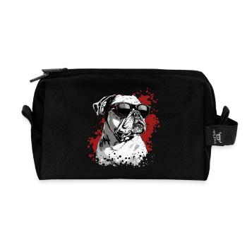 Cool English Bulldog with Sunglasses - Recycled Toiletry Zip Bag - black - Front