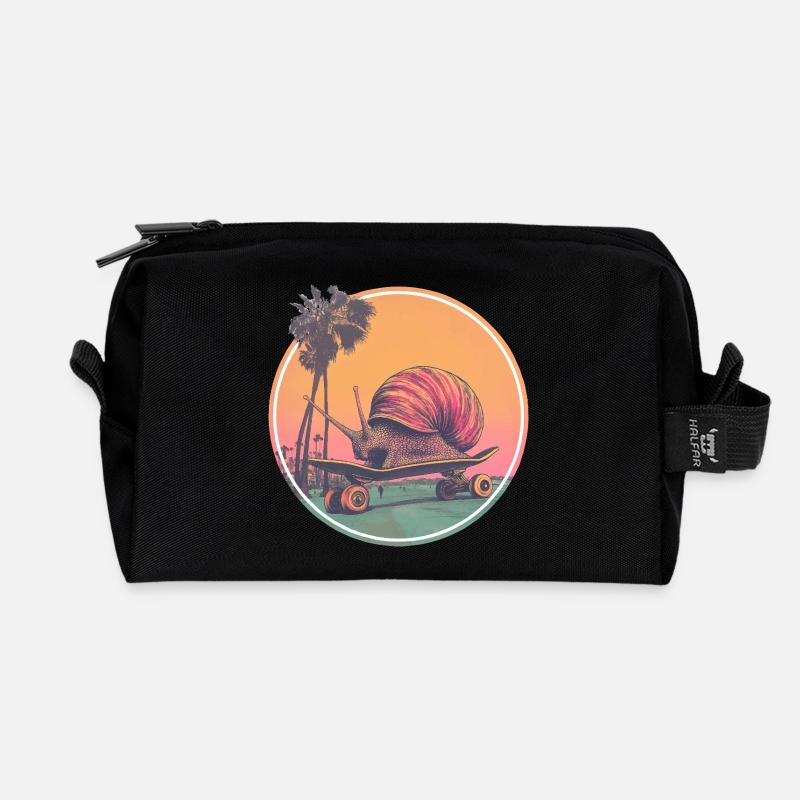 Coole Skateboard-Schnecke – Chilliges Retro-Design - Recycelte Kulturtasche - Schwarz