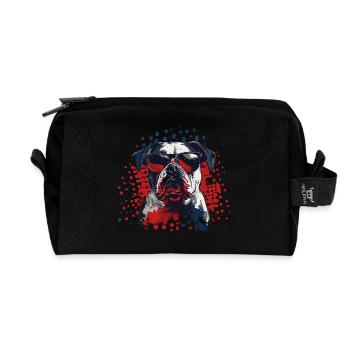 Cool English Bulldog with Sunglasses - Recycled Toiletry Zip Bag - black - Front