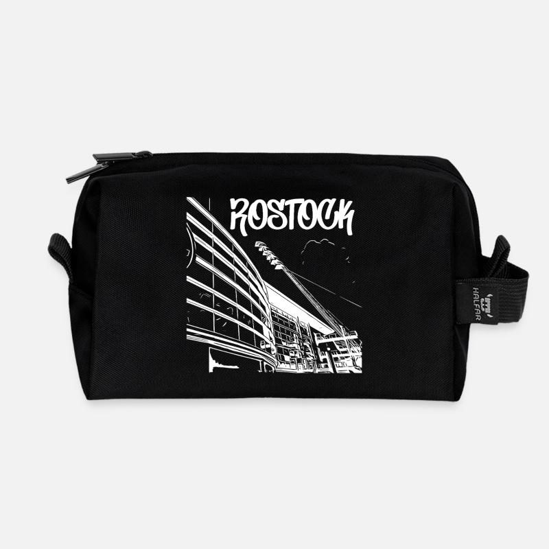 Rostock Skyline Stadionblick - Recycelte Kulturtasche - Schwarz