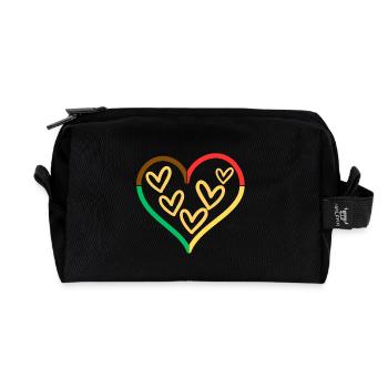 Heart motif in natural tones - Recycled Toiletry Zip Bag - black - Front