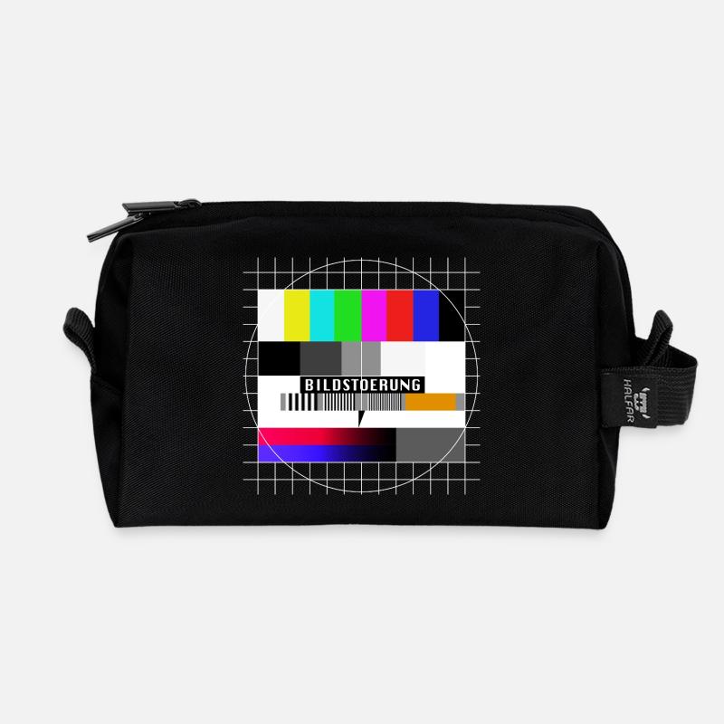 Röhrenfernseher Testbild - Bildstoerung - 80er - Recycelte Kulturtasche - Schwarz
