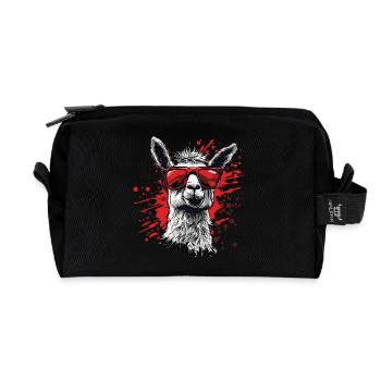 Funny Llama Alpaca - Recycled Toiletry Zip Bag - black - Front