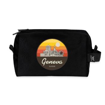 Genf Skyline Sonnenuntergang - Recycelte Kulturtasche - Schwarz - Vorne