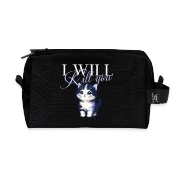 I will kill you cat - Recycled Toiletry Zip Bag - black - Front