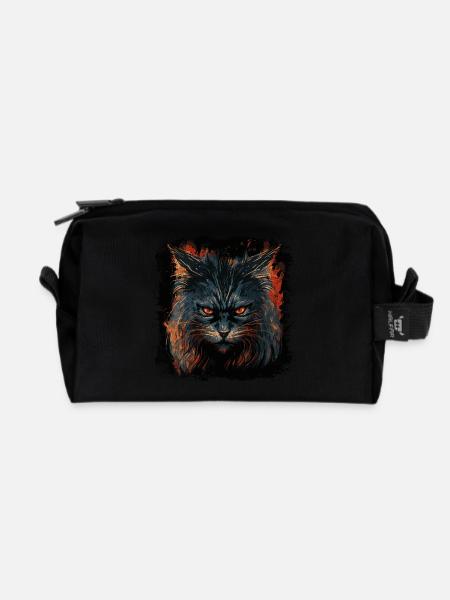 Katze hat schlechte Laune - Recycelte Kulturtasche - Schwarz