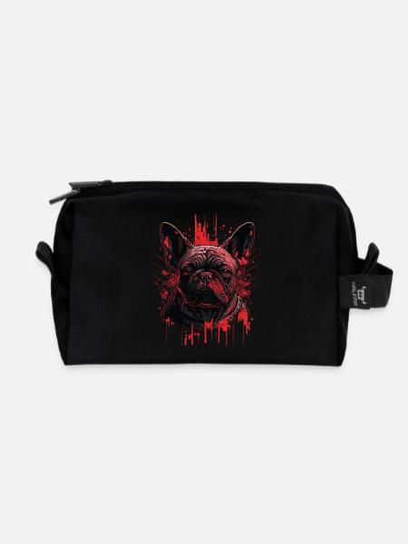 French Bulldog - Recycled Toiletry Zip Bag - black