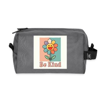 Be Kind - Fleur souriante colorée avec message positif - Trousse de toilette en tissu recyclé - anthracite - Devant