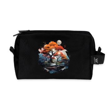 Autumn Moon Forest - Recycled Toiletry Zip Bag - black - Front