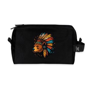 Ours en plumes - Trousse de toilette en tissu recyclé - noir - Devant