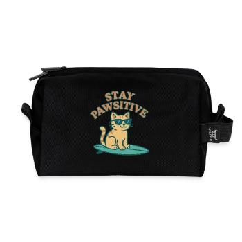 Stay Pawsitive – Coole Katzen-Vibes - Recycelte Kulturtasche - Schwarz - Vorne