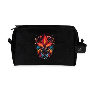 Ornamental flower - Recycled Toiletry Zip Bag - black - Front